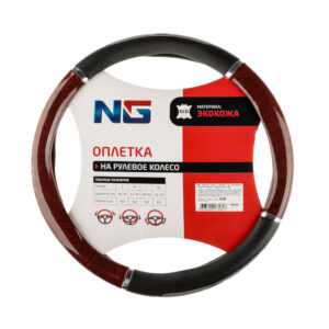 ng Оплетка руля, гелевая, со вставками "красное дерево", черный, размер М