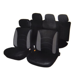 Авточехлы ng Гамма, 9 предметов, полиэстер, 3 молнии в спинке, 3 молнии в сидении, черный/серый