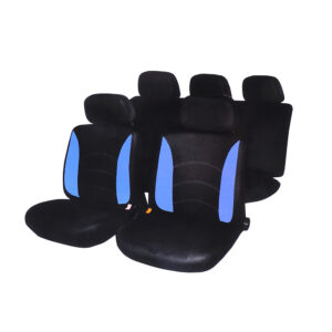 Авточехлы ng Гамма 9 предметов, полиэстер, 3 молнии в спинке, 3 молнии в сидении, черный/синий